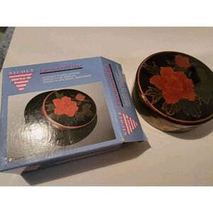 Laquered Jewelry Box Elegant Florsl Design By Nicole Vintage With Box